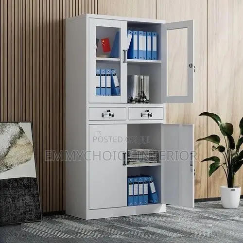 Office Metal Bookshelf Cabinet With Drawers