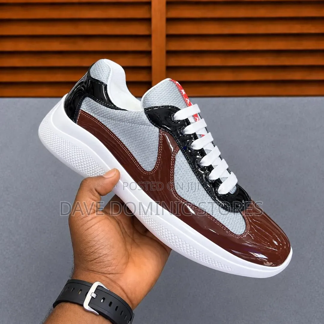 High Quality Prada America’s Cup Metallic Leather Sneakers