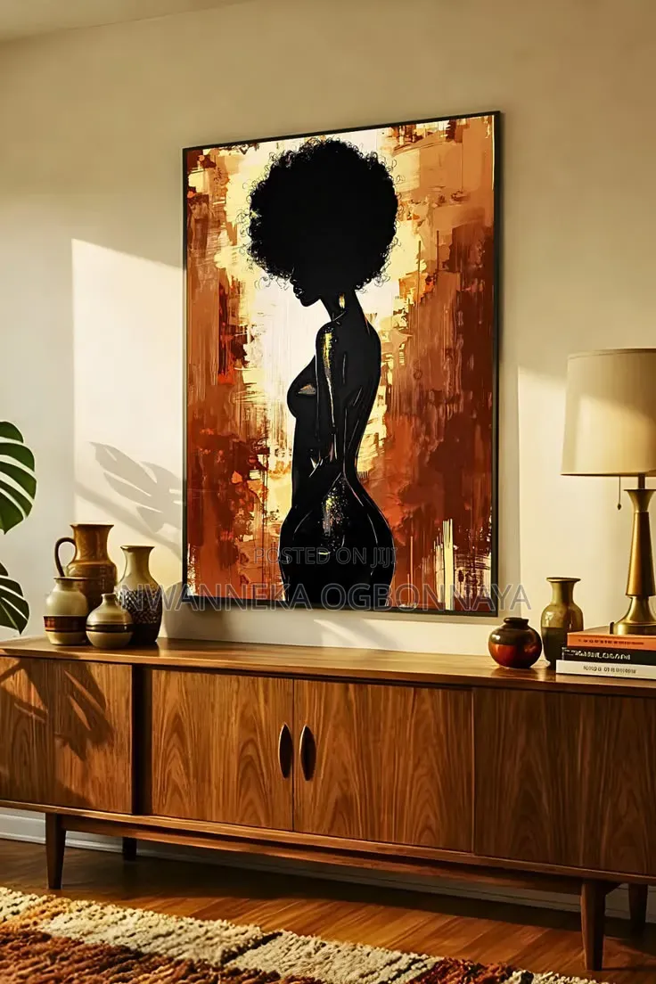 Modern Abstract Black Female Prints on Canvas