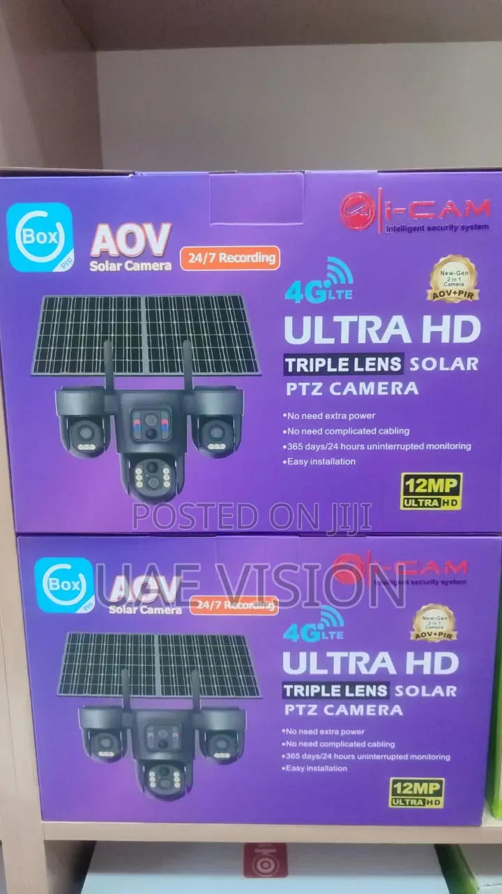 Ubox 3 Lens Solar Camera With 2 Panels Full HD With Sim Card