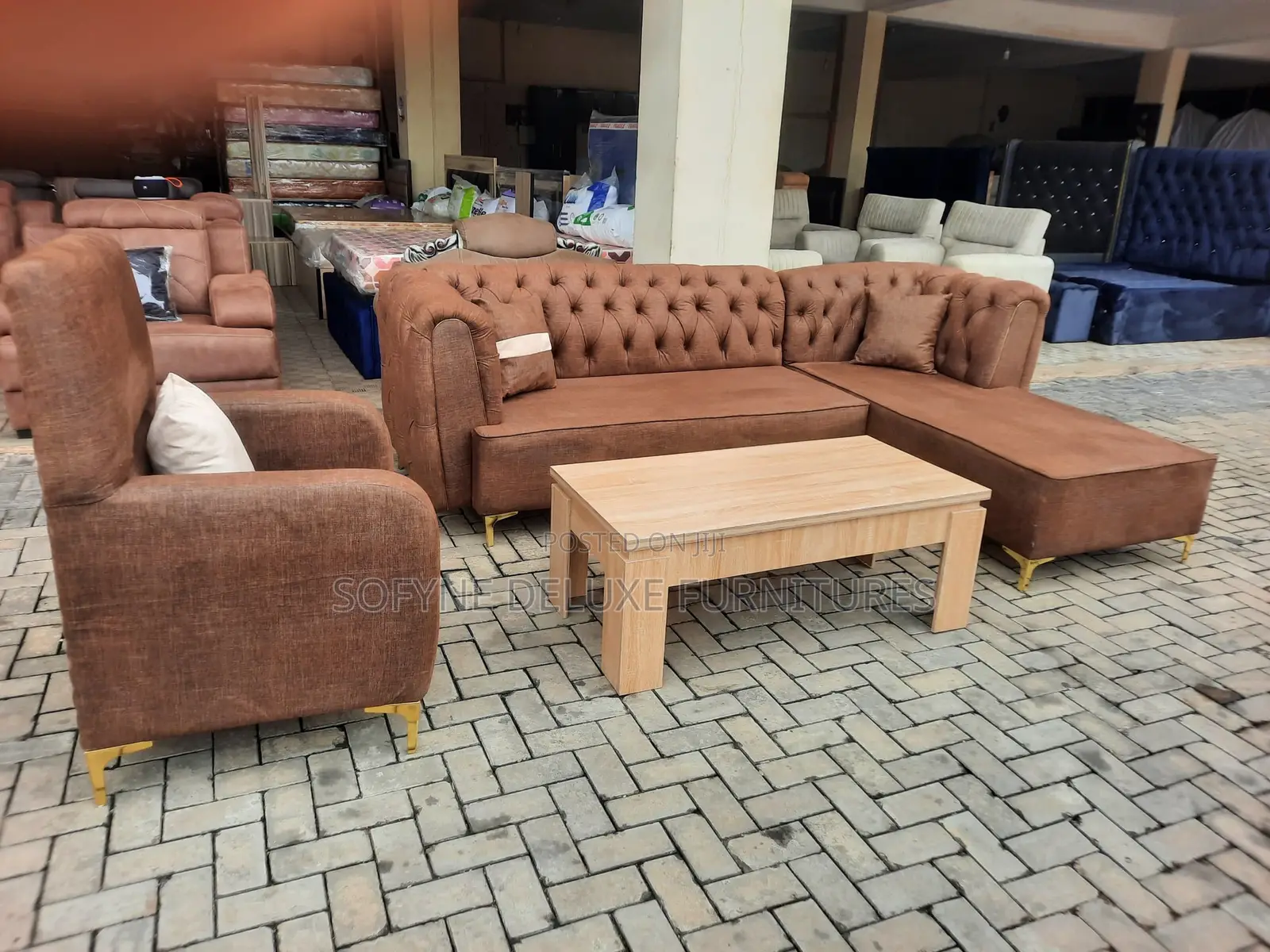 Original Brown Sofa Set of Chair