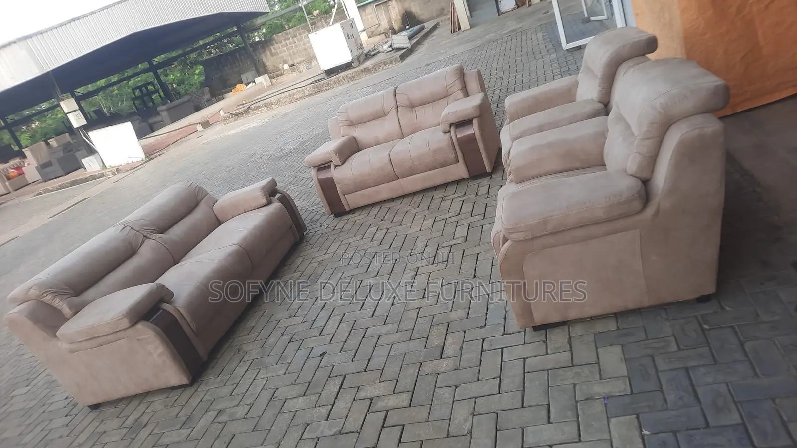 Brown Set of Chair Sofa