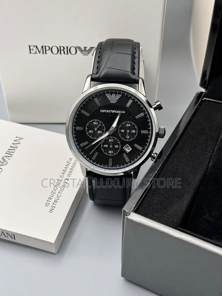 Emporio Armani Quality Men Genuine Leather Wristwatch