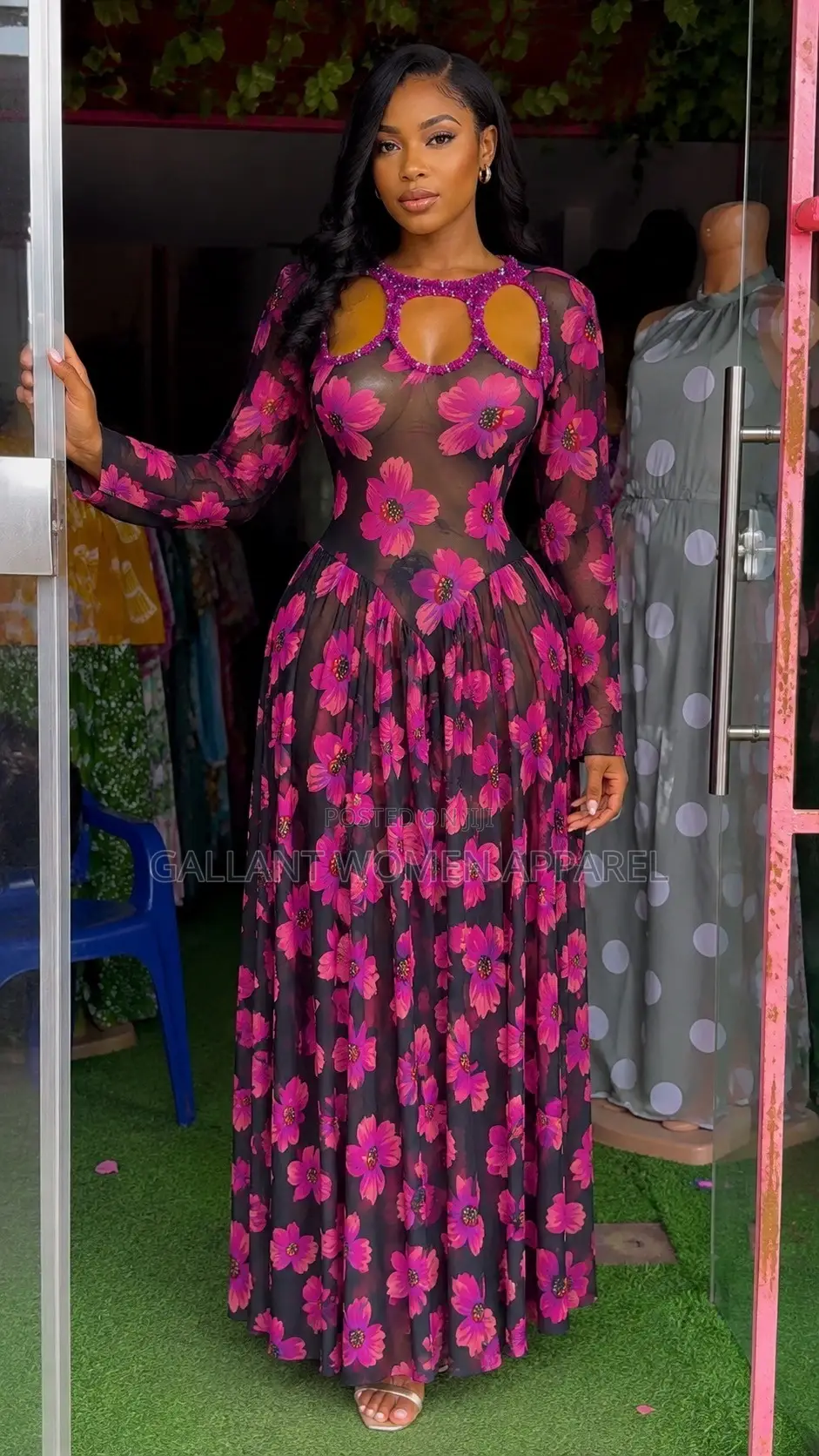 Luxury Beaded Mesh Dress for Women