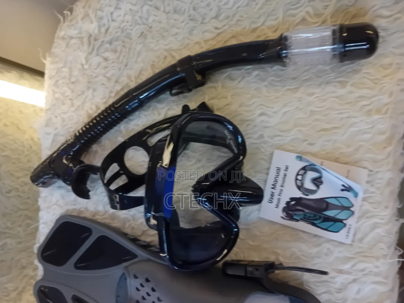 Snorkel Set Adults, 3 Piece Diving Set With Goggles, Snorkel, Flippers