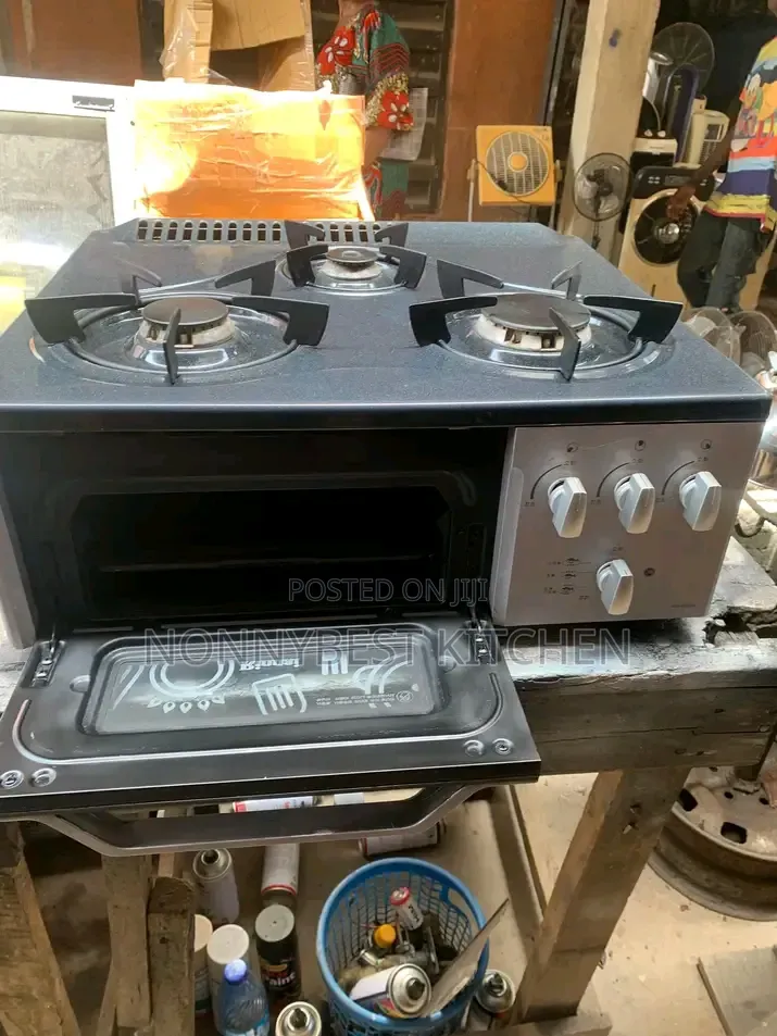 Korean Neatly Used 3 Burners Table Gas Cooker With Mini Oven