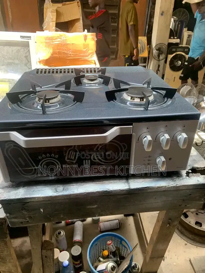 Korean Neatly Used 3 Burners Table Gas Cooker With Mini Oven