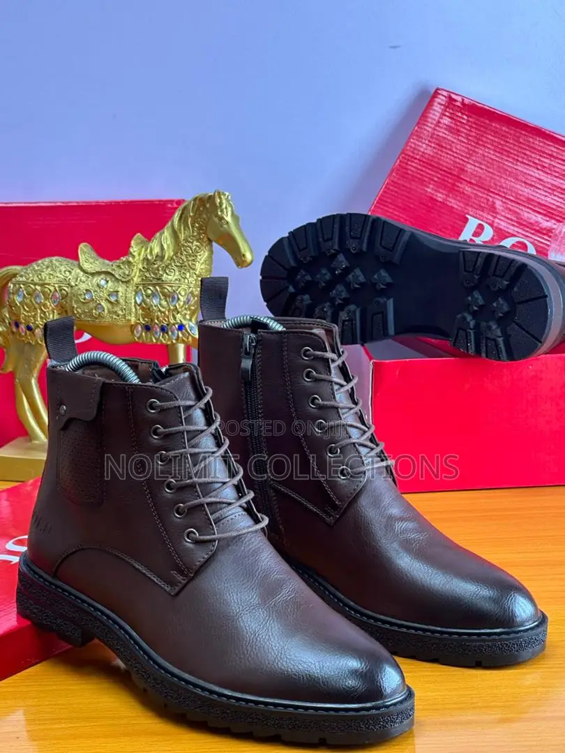 Bold Men's Lace Up Leather Ankle Boots