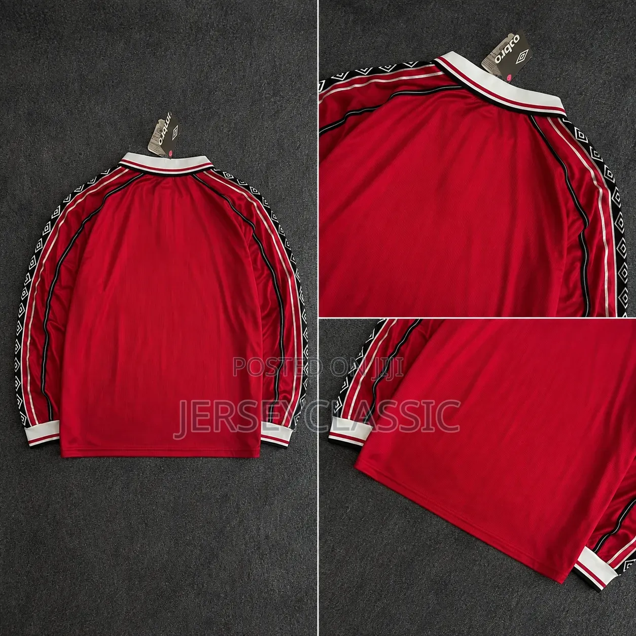 Manchester United Retro Long Sleeve Jersey – Red Umbro Classic Shirt