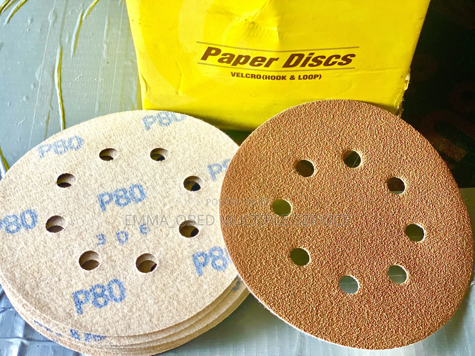 ( P80 ) 5-Inch, 8-Hole, Hook-and-Loop Sanding Disc