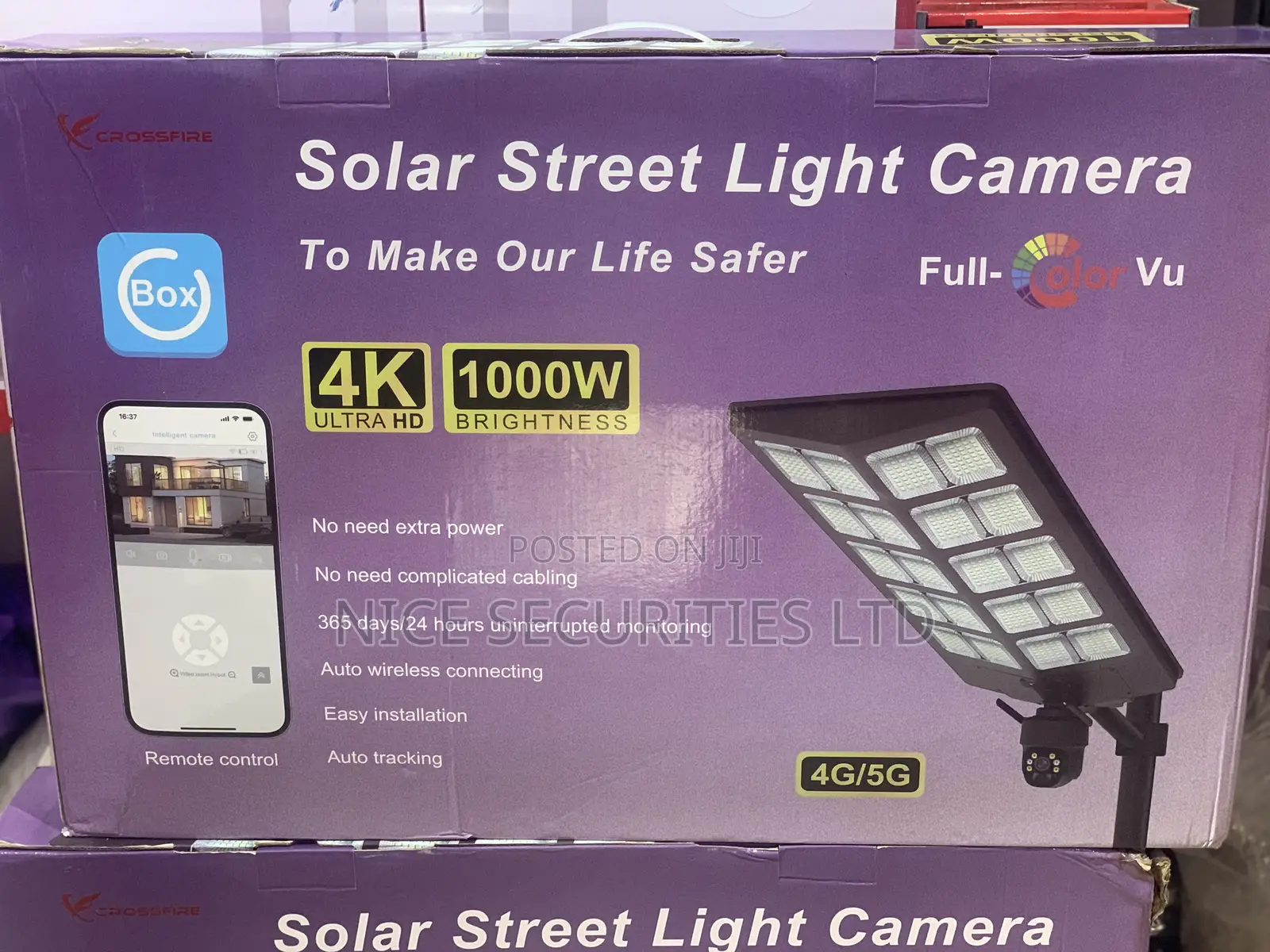 Crossfire Solar Street Light Camera, Ubox 4g/5g 1000W Brightness