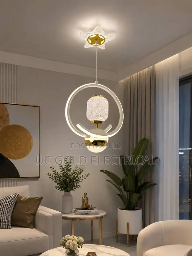 Modern Gold/Black Round Clear Crystal Chandelier,dining Room