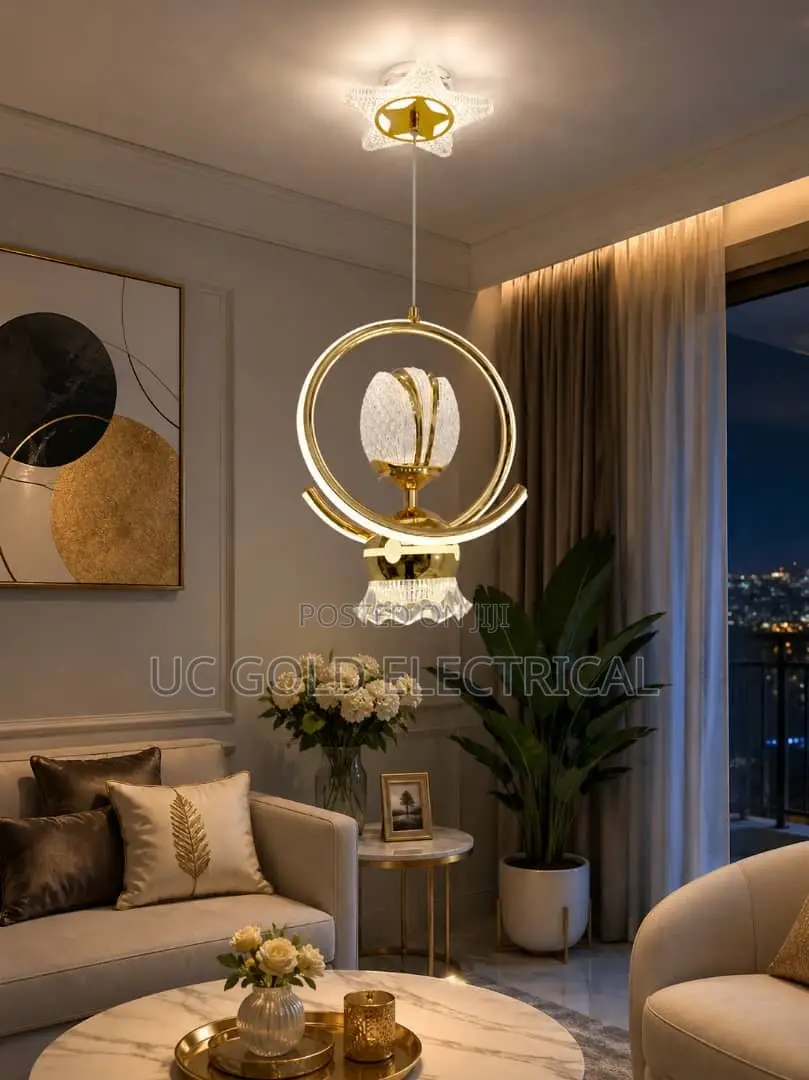 Modern Gold/Black Round Clear Crystal Chandelier,dining Room