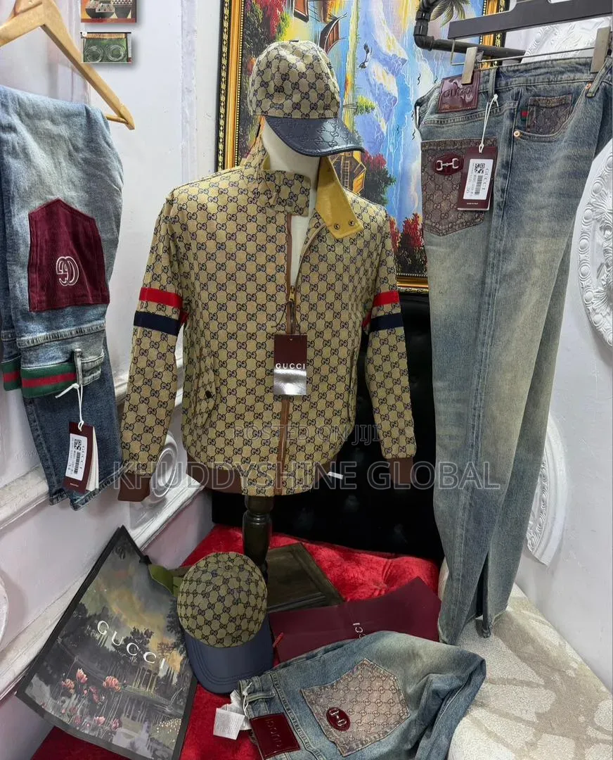 *Original Luxury Design Gucci Jacket and Gucci Jeans 👖 Combo Outfit