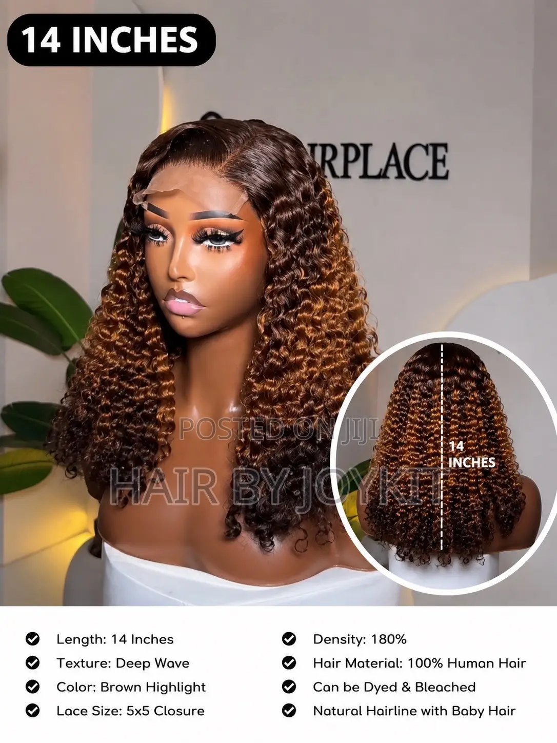 14”inches 5by5 Closure Pixie T4/30/4