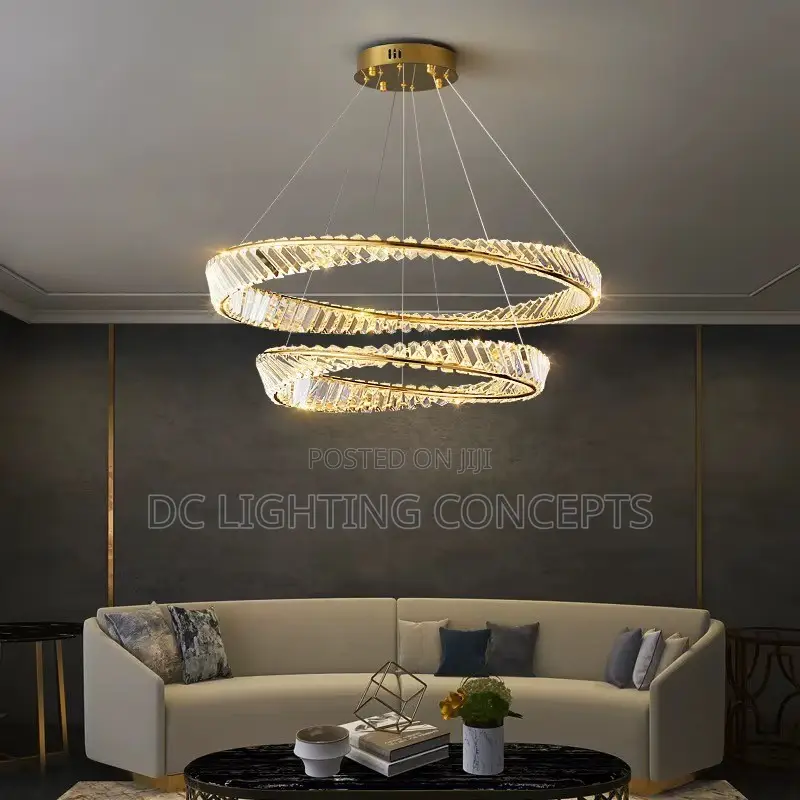 Modern Classic Double Ring Crystal Chandelier for Living Room, Hotel.