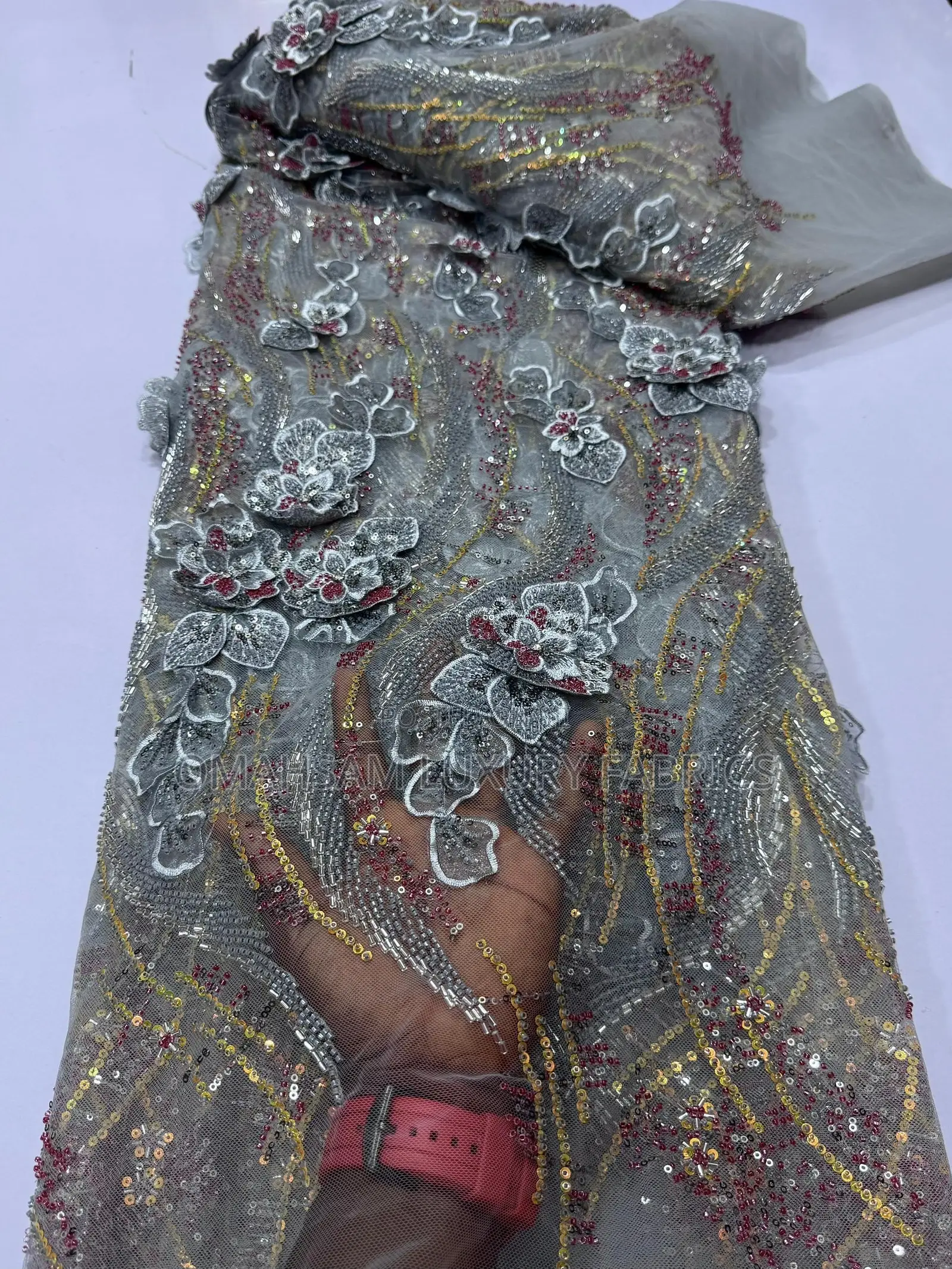 Luxury Beaded Lace With 3d Flower