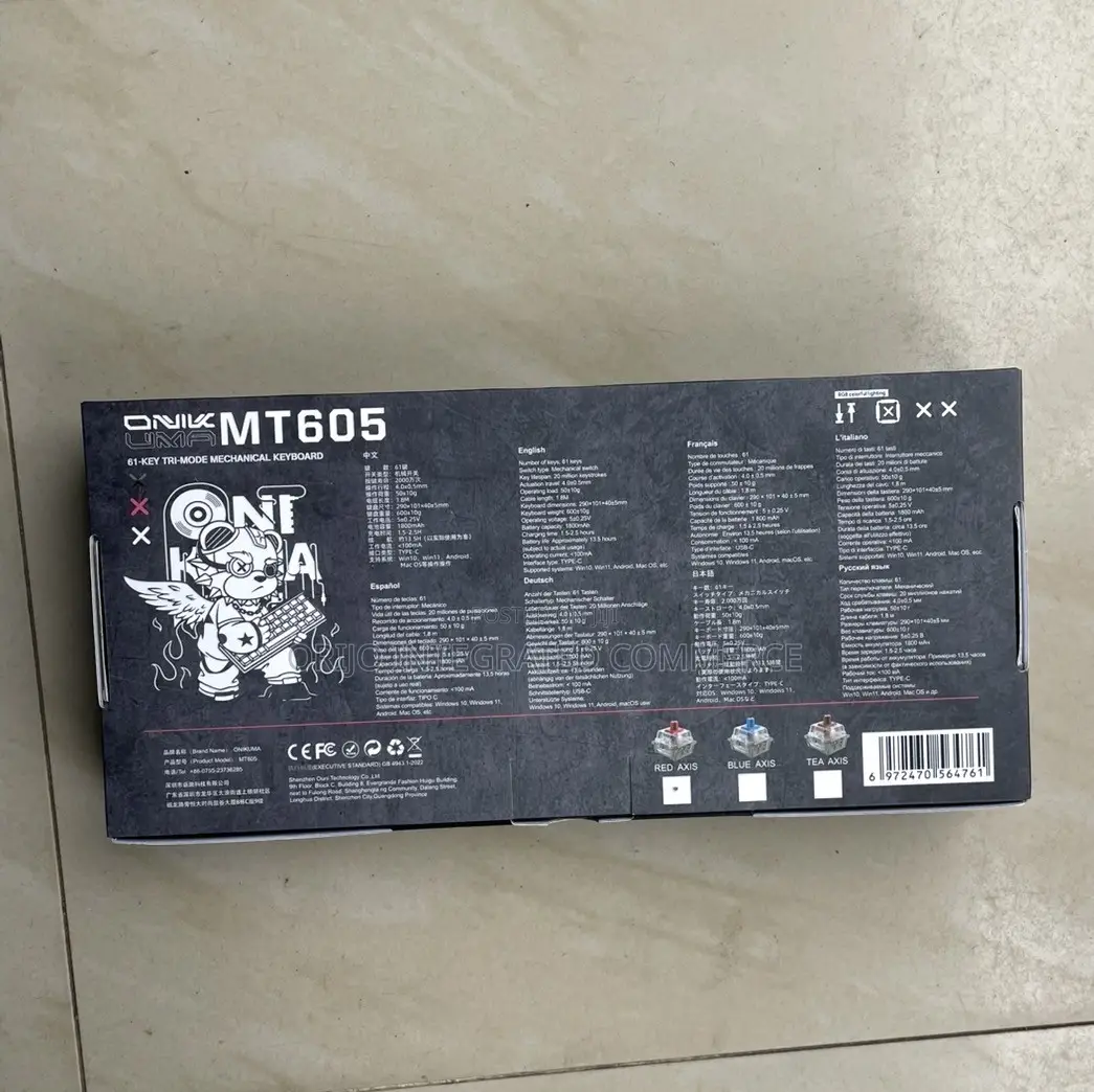 Onikuma Gaming Mt605 61-Key Tri-Mode Mechanical Keyboard