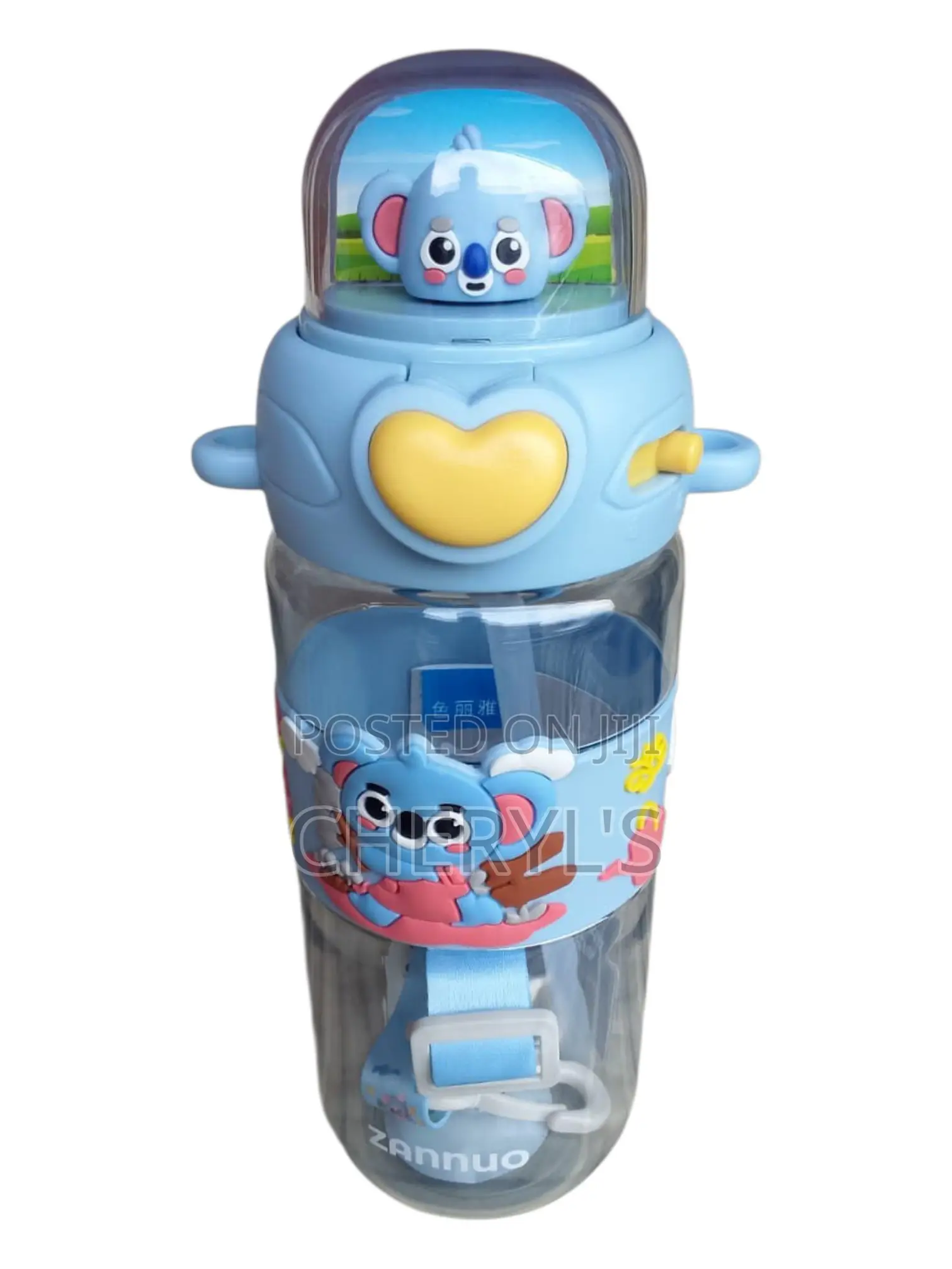 Zannuo Kids Water Bottle With 3D Toy Topper Straw With Rope Handle.
