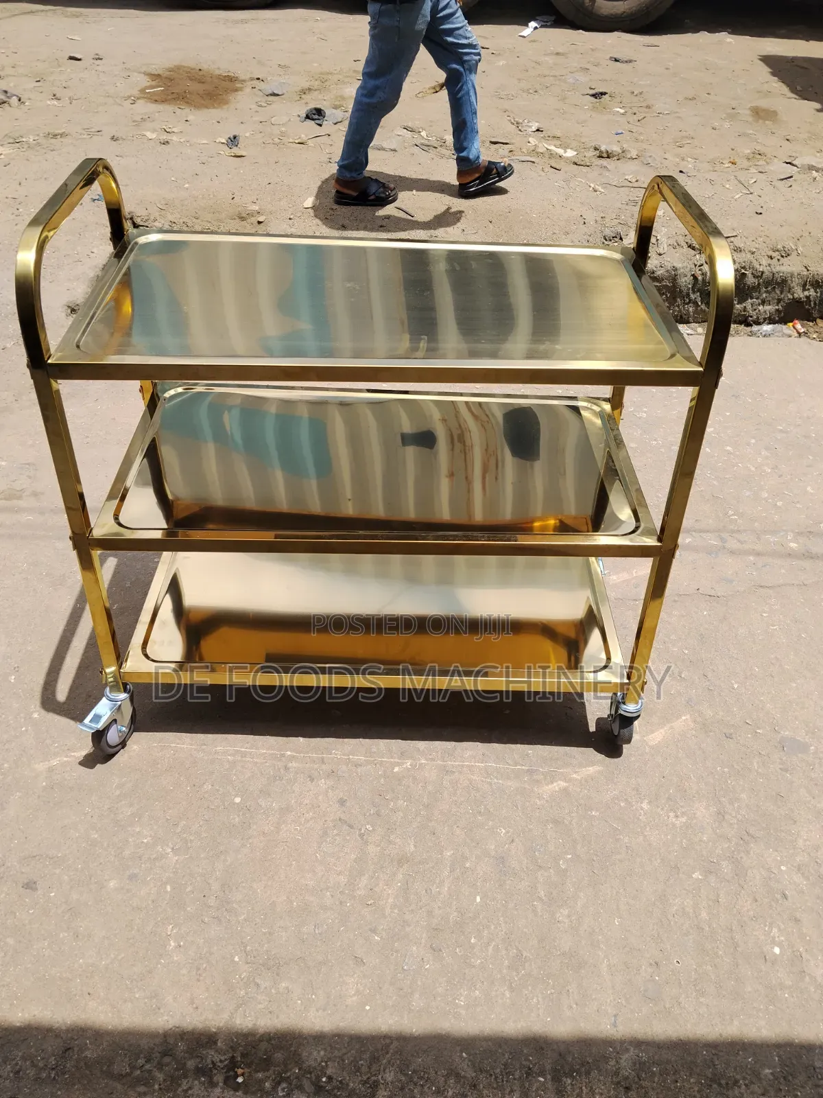 3 Step Gold Food Trolley