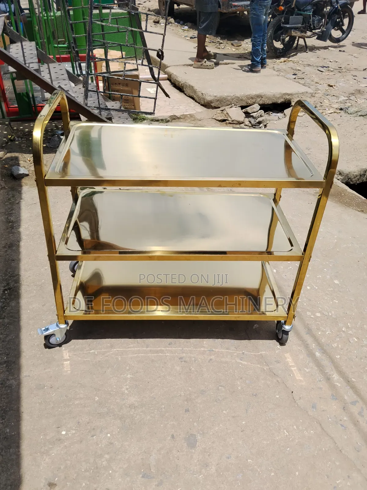3 Step Gold Food Trolley