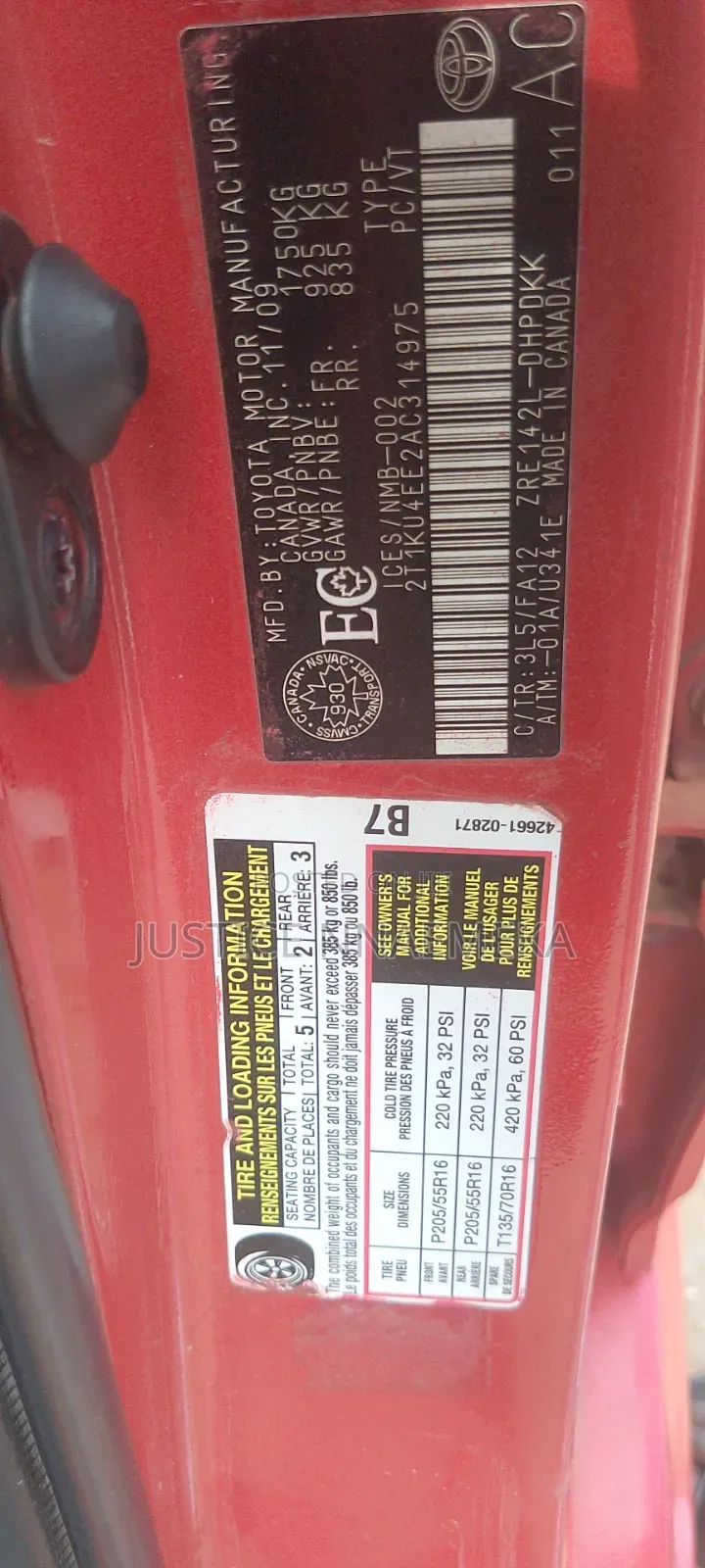Toyota Matrix 2010 Red