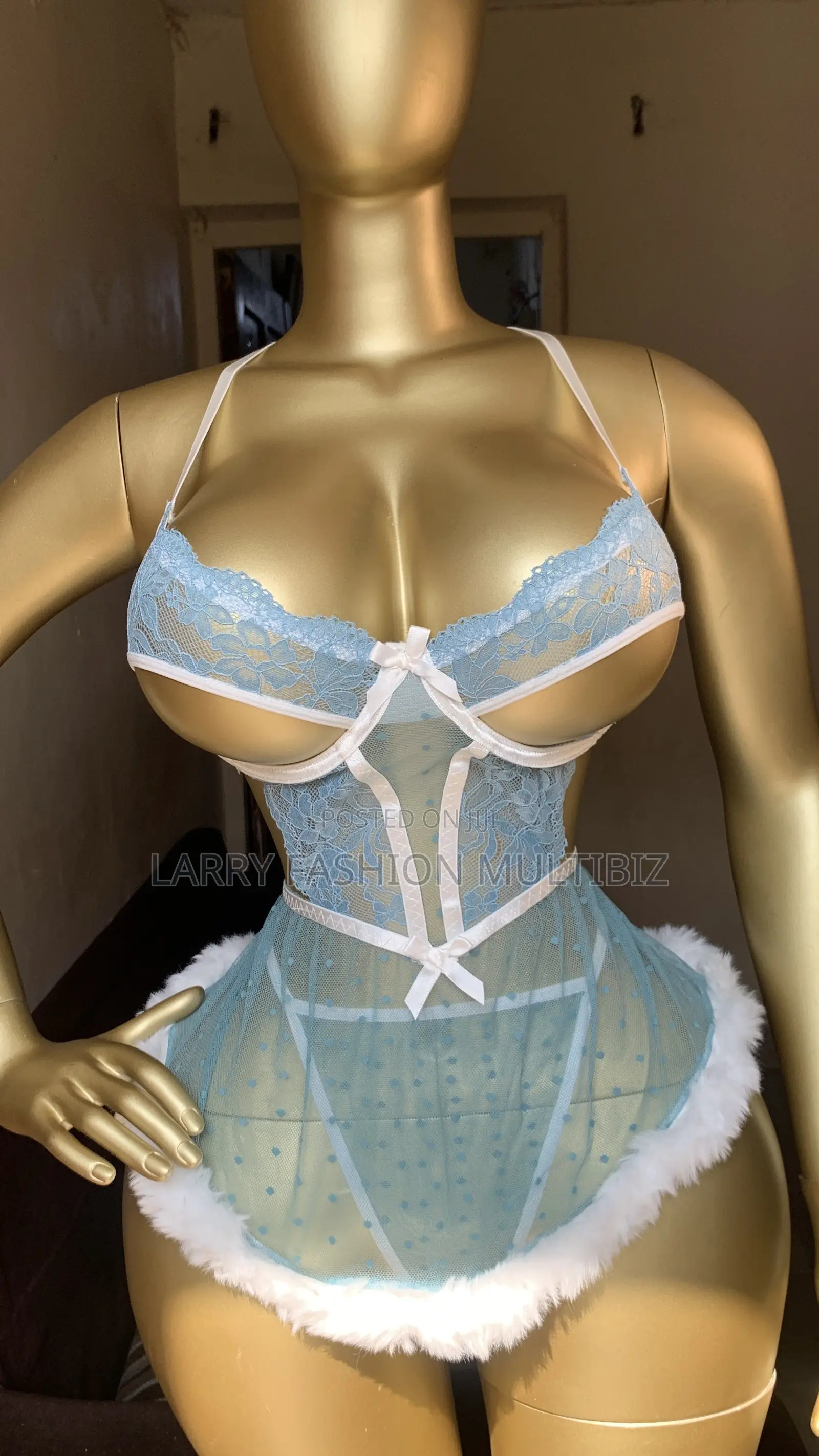 Sexy Seductive Fur Lingerie Gown