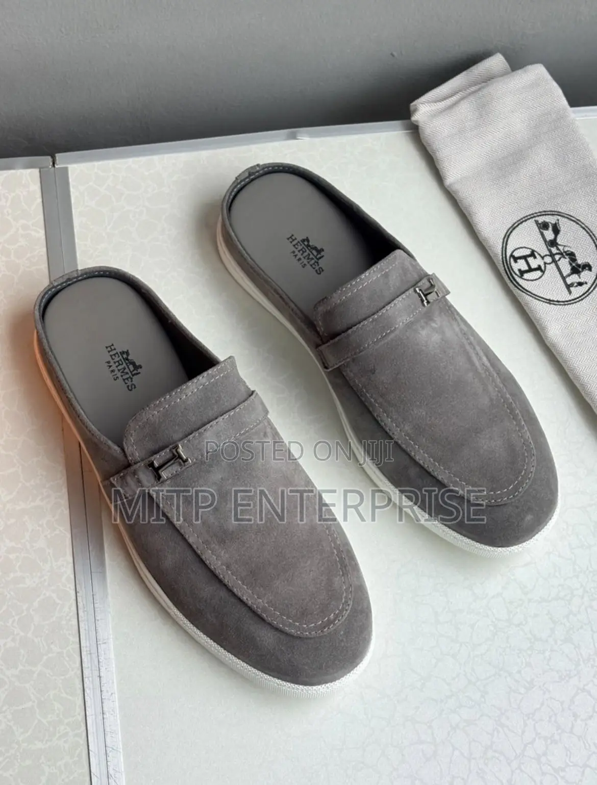 Hermes Men Suede Mule