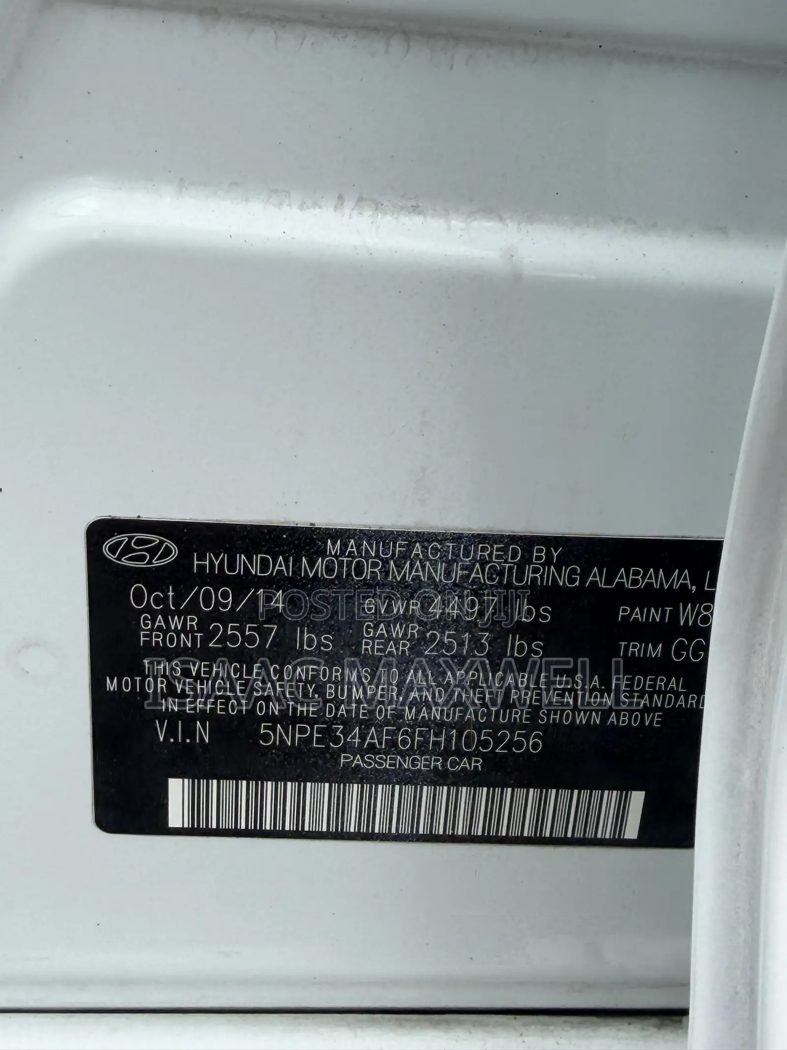 Hyundai Sonata Limited 4dr Sedan (2.4L 4cyl 6A) 2015 White