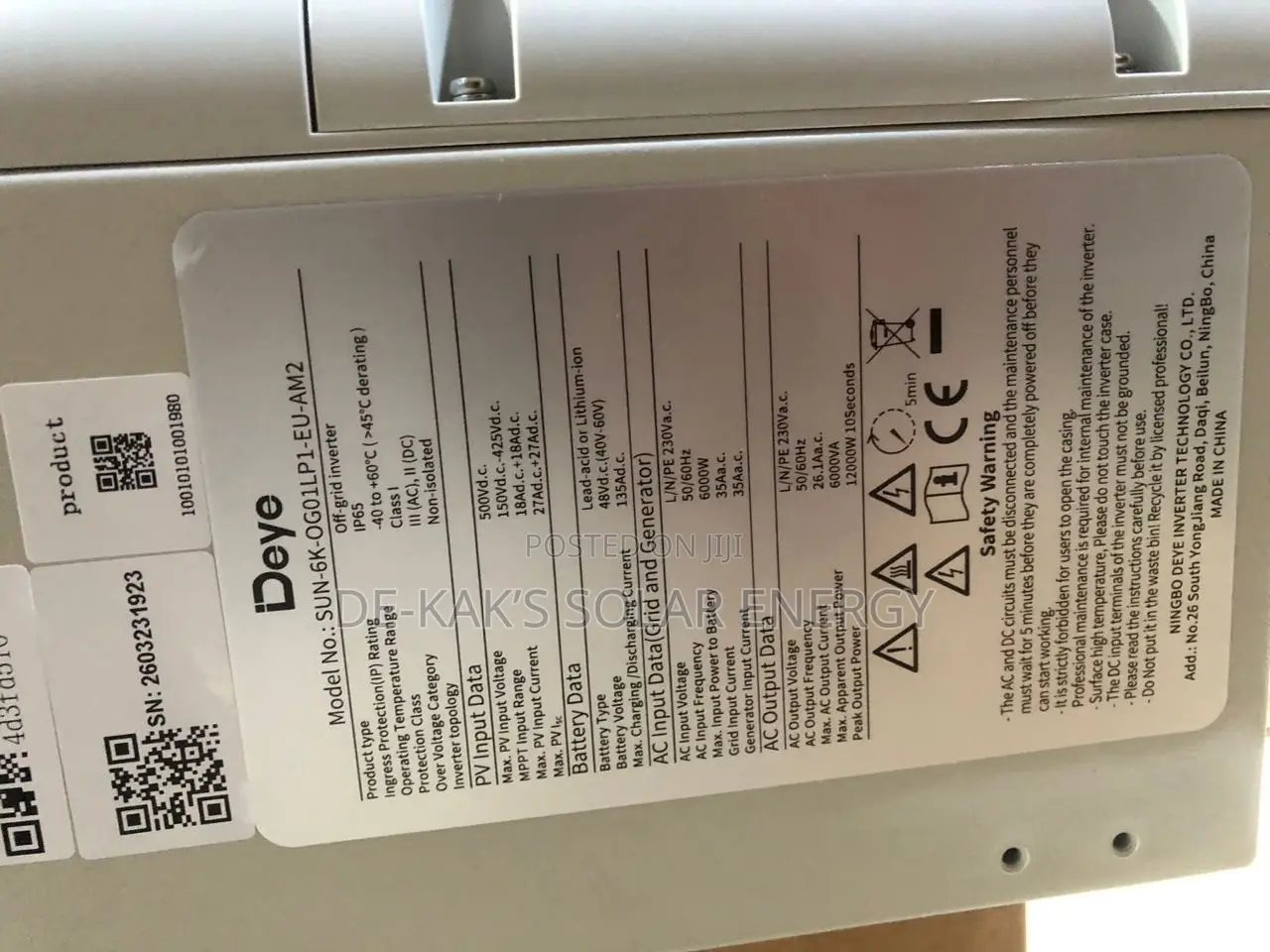 6kva 48volts Deye Hybrid Inverter