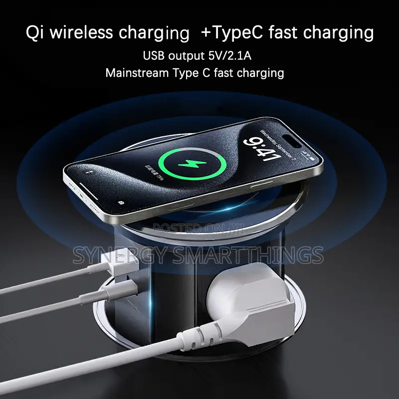Tuya Retractable Popup Socket - Counter Top Outlet Wireless Charger