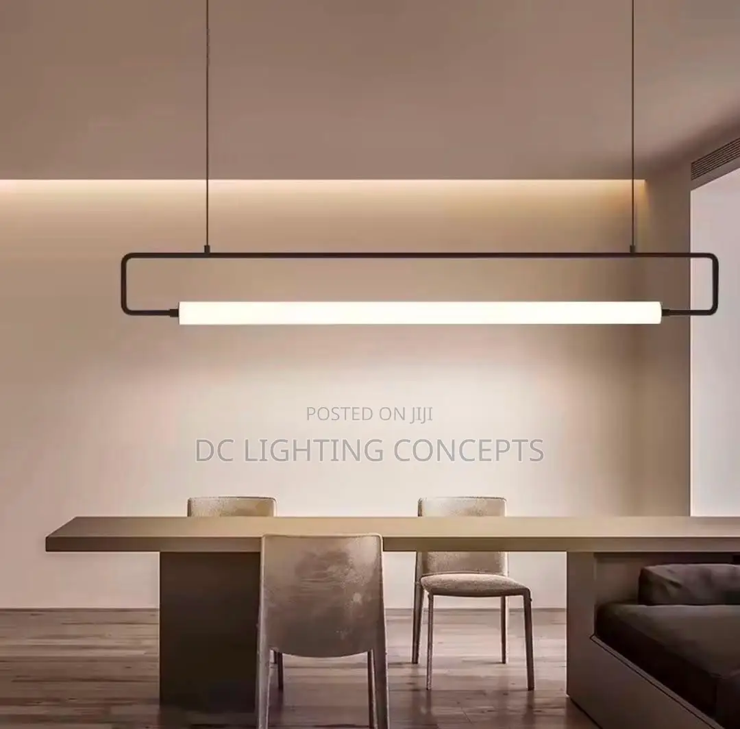 Postmodern Classic Design Black Iron Linear Pendant Light.