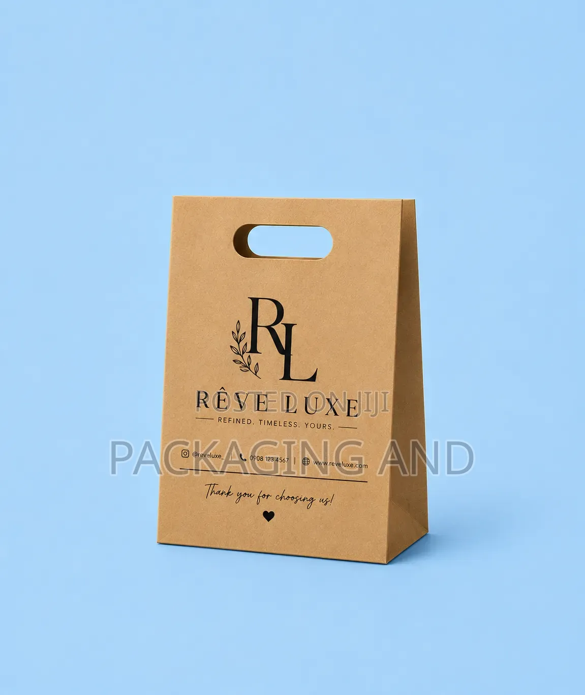 Printed A5 Kraft Paper Bag – Die Cut Handle for Candle & Soap Brands