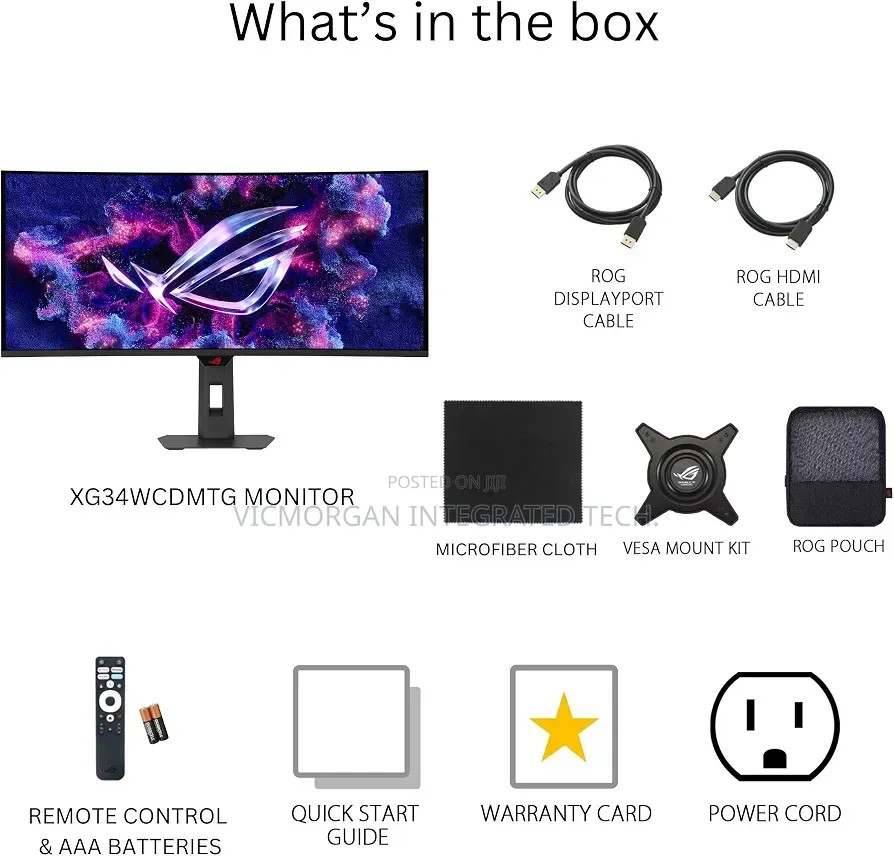 ASUS ROG XG34WCDMTG 34 Inch 1440p 240Hz Ultrawide QD-OLED Gaming