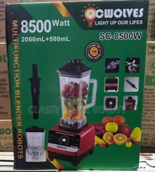 Ocwolves 8500W Heavy-Duty 2-in-1 Multifunction Blender (2L + 500ml Jar
