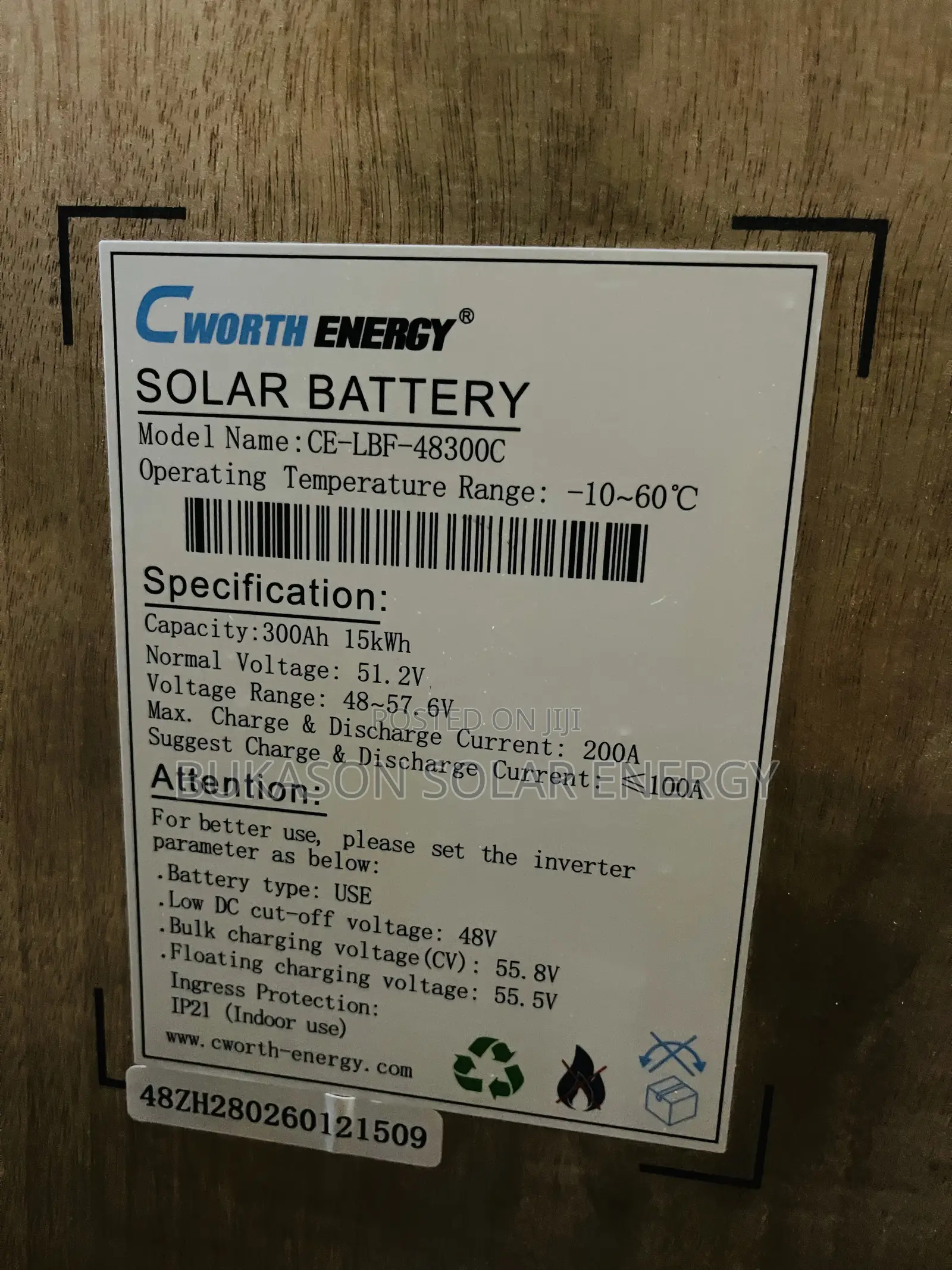 15kwh 48v Cworth Lithium Ion Battery