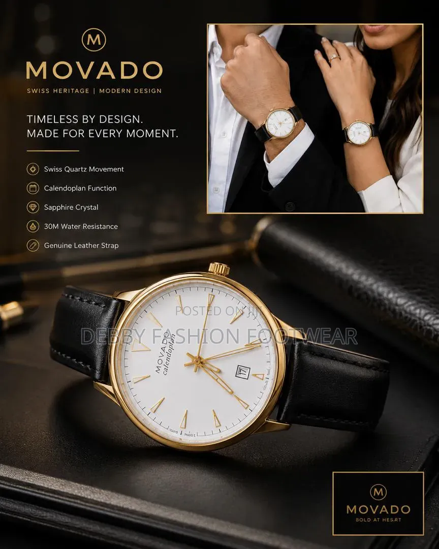 Water Resistant MOVADO Heritage Series Leather Watch