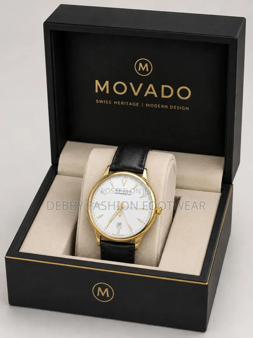 Water Resistant MOVADO Heritage Series Leather Watch