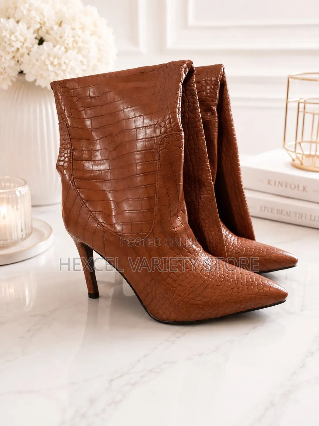 Luxury Animal-Print Leather Knee-High Boots
