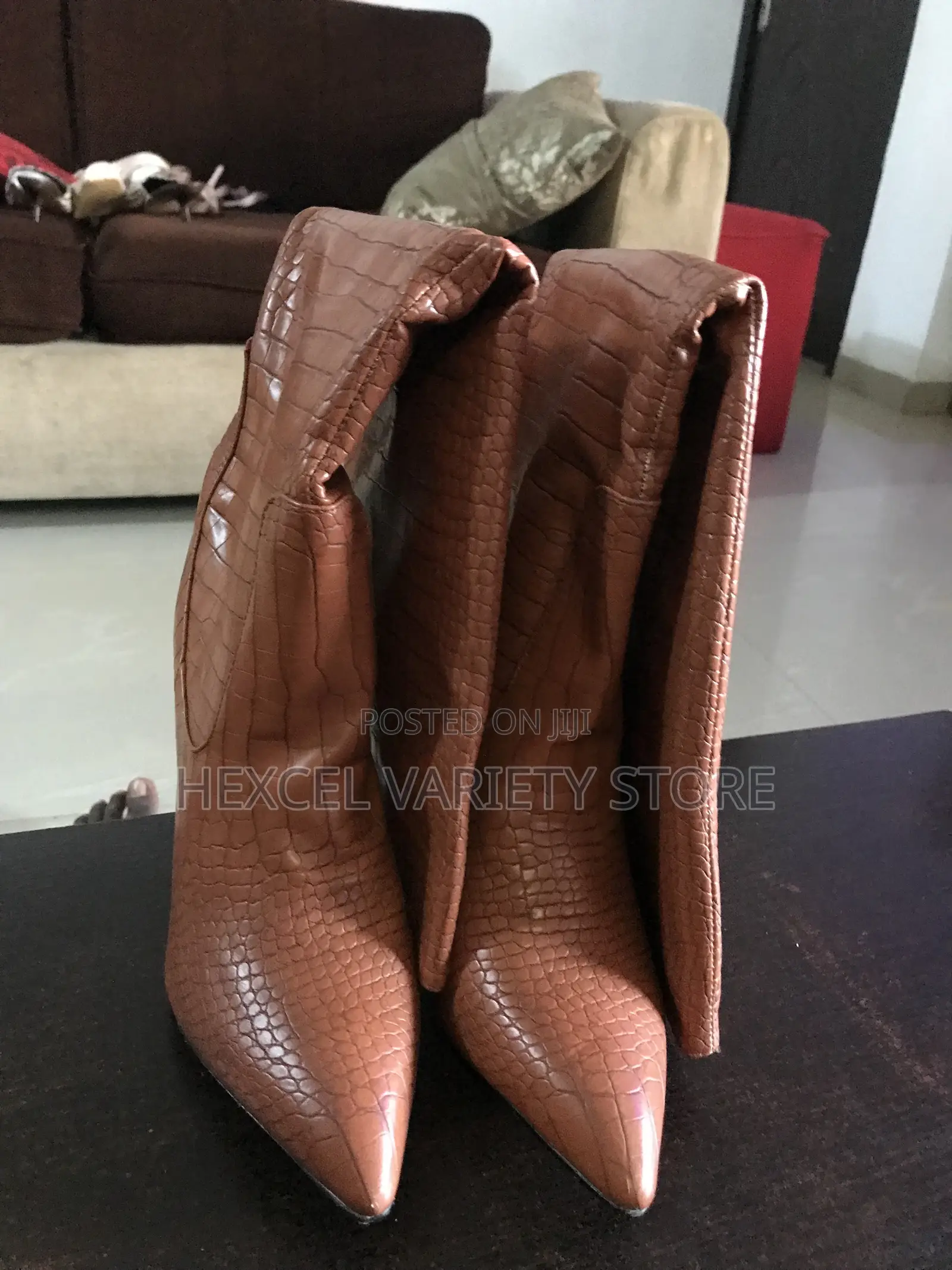 Luxury Animal-Print Leather Knee-High Boots