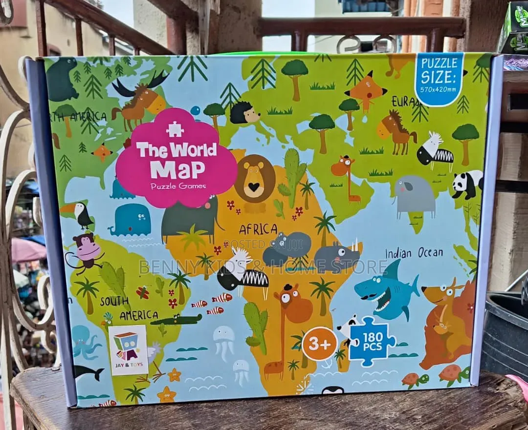 🌍 180pcs World Map Puzzle Game for Kids