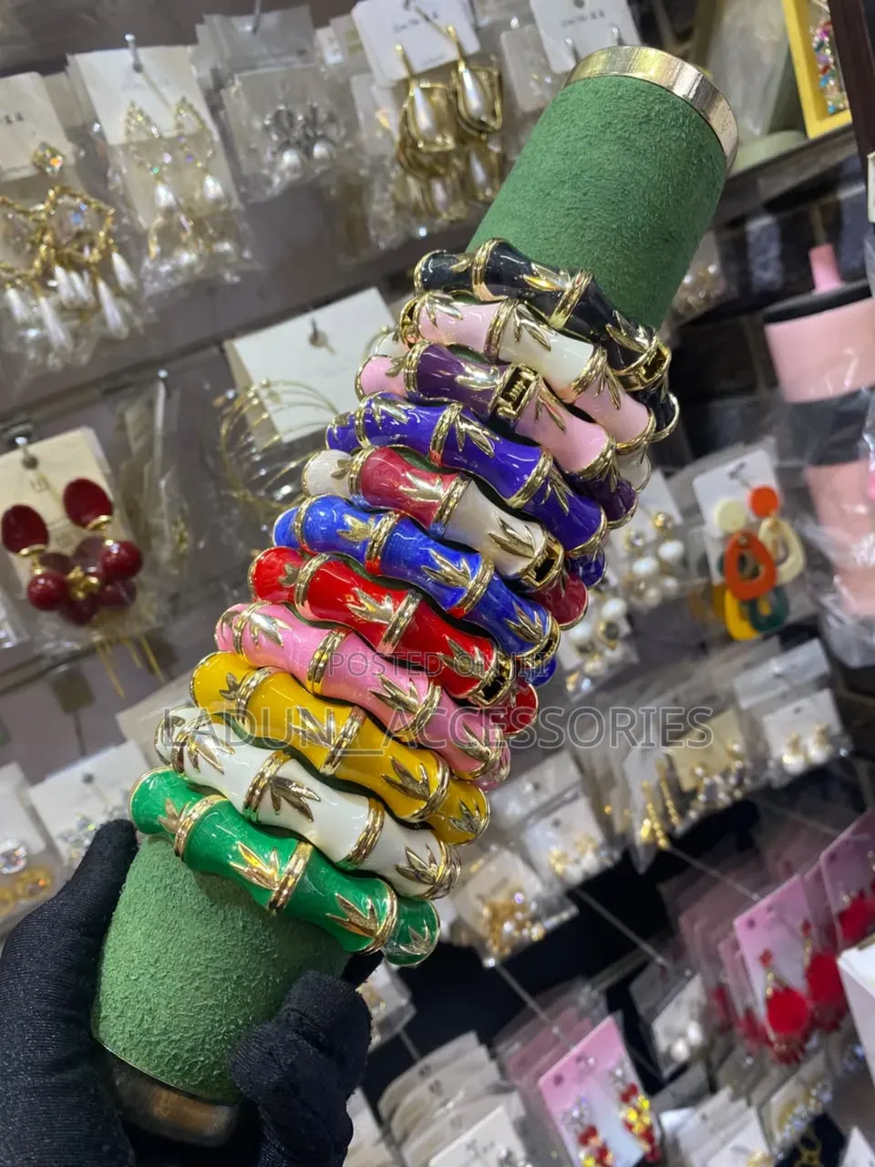 Vintage Enamel Geometric Bangles
