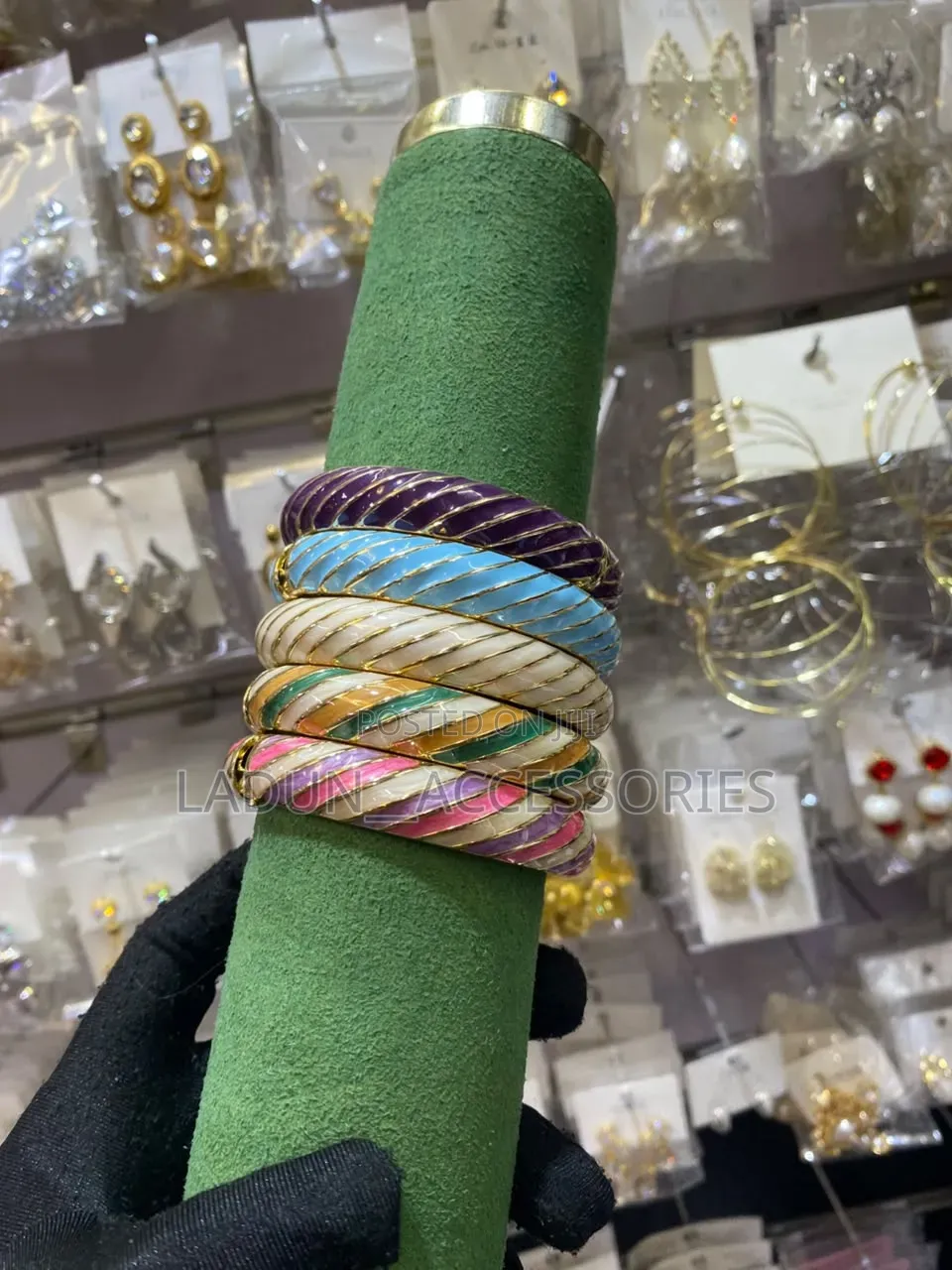 Vintage Enamel Geometric Bangles