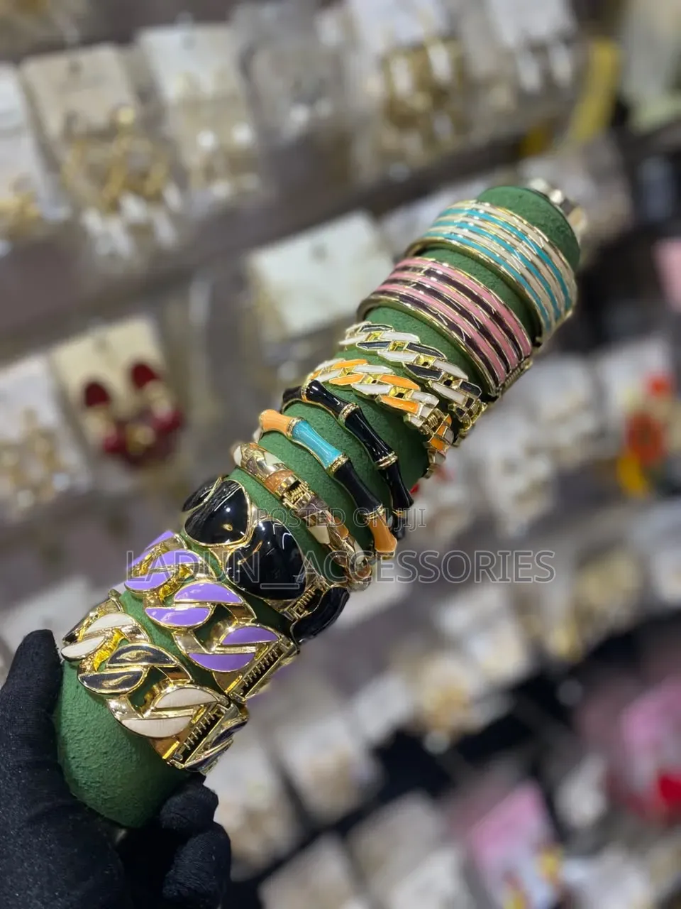 Vintage Enamel Geometric Bangles