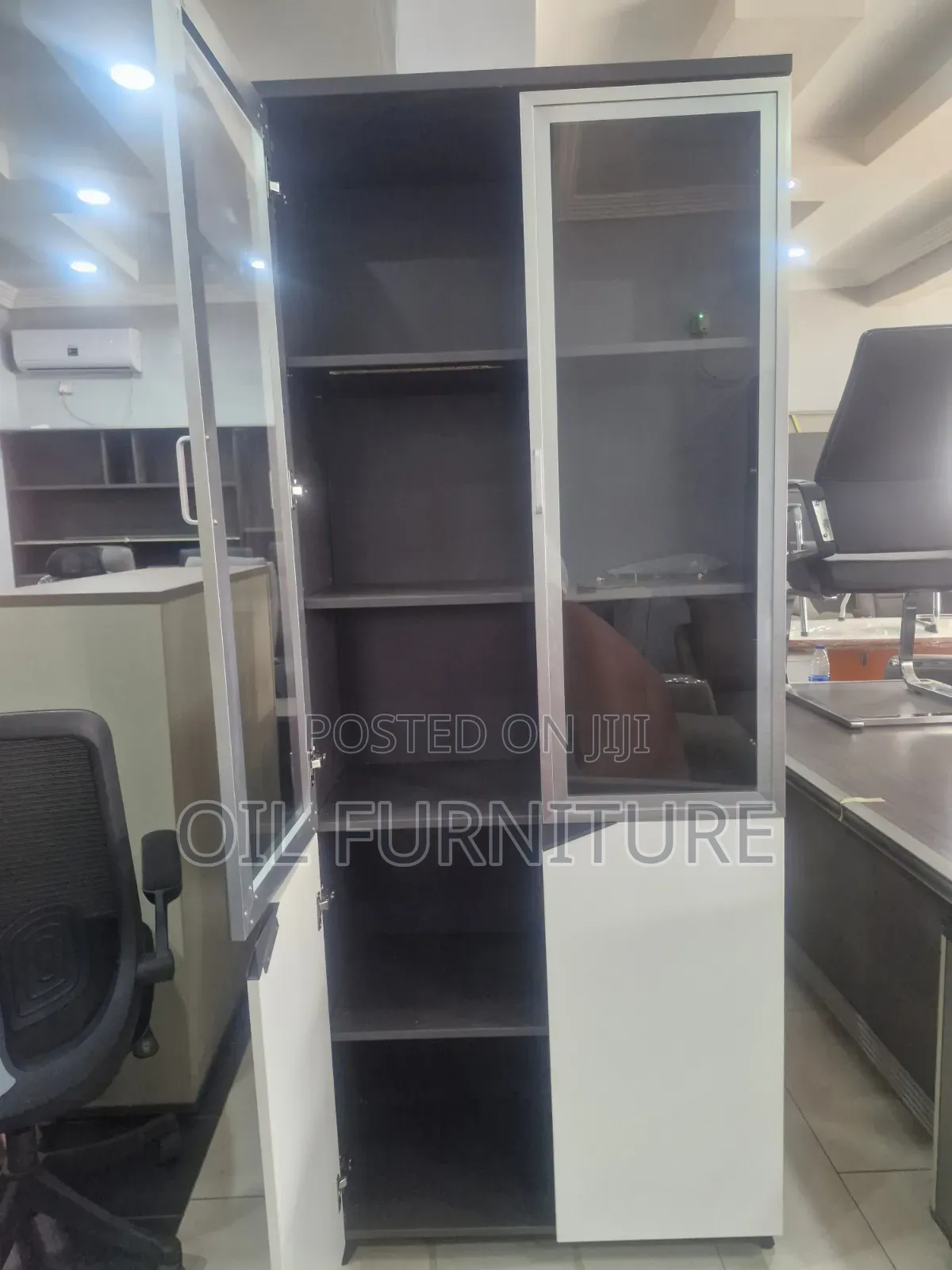 High-Grade Wooden Office Storage Cabinet With Glass Doors