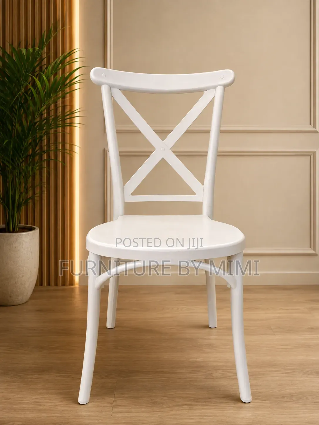 Premium White Cross-Back Chairs – Perfect for Events & Dining