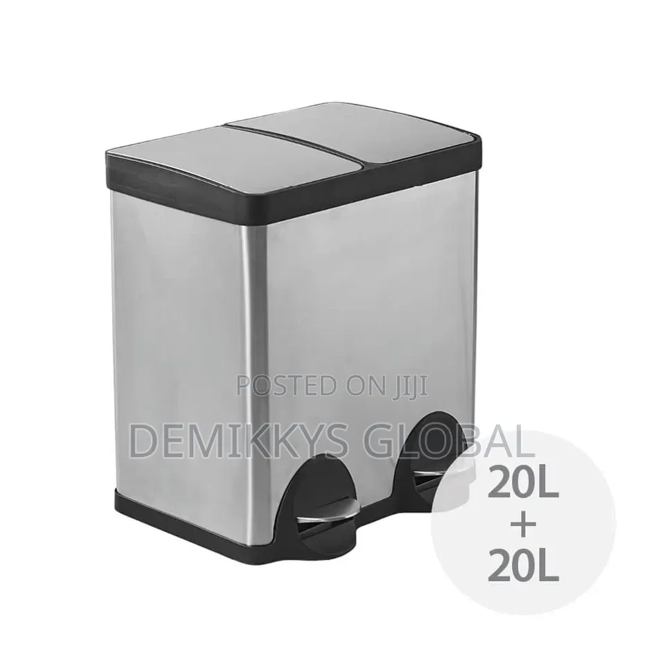 2 in 1 Stainless Steel Dustbin- 40L