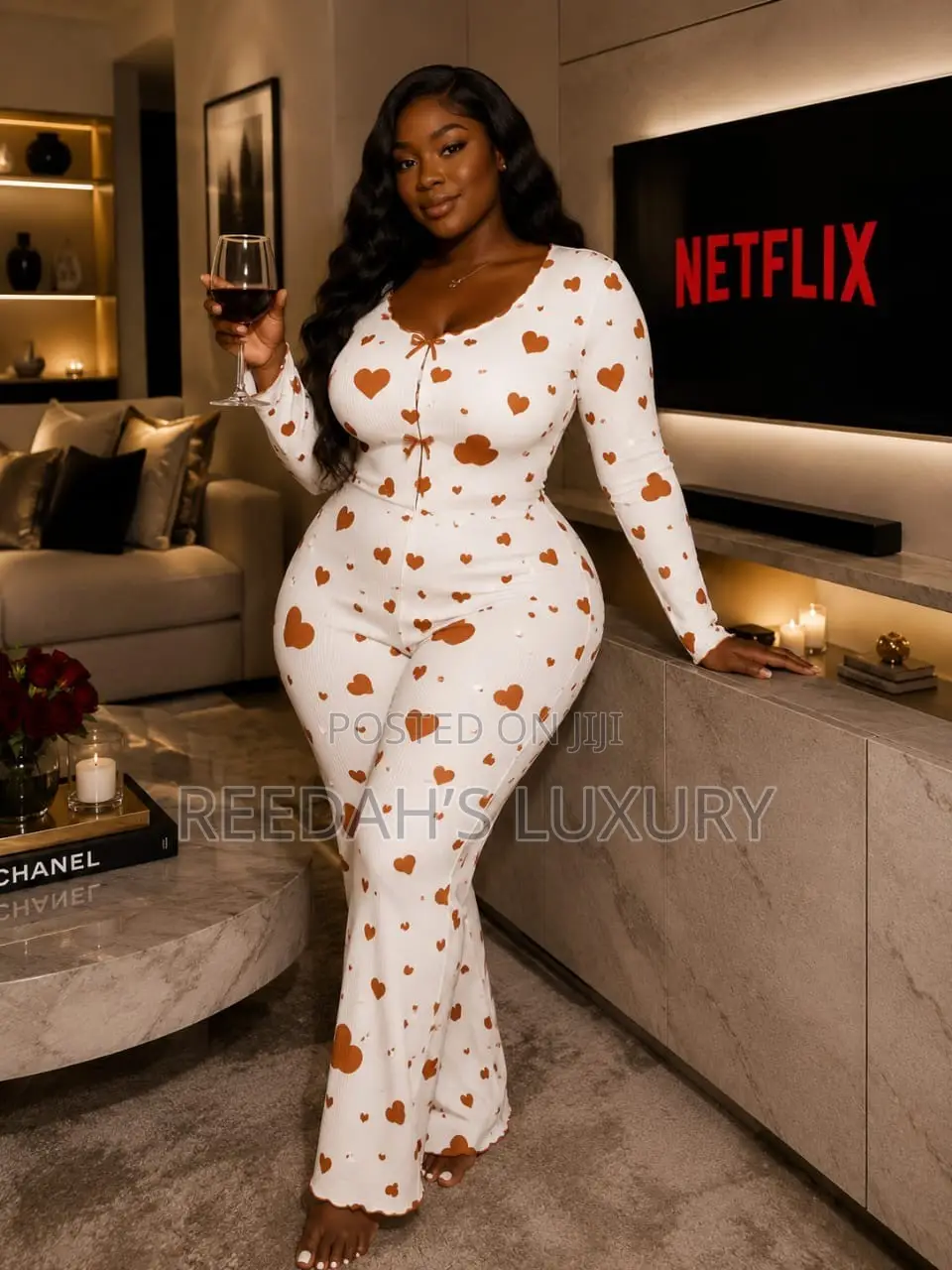 Purple Heart Button-Up Lounge Set