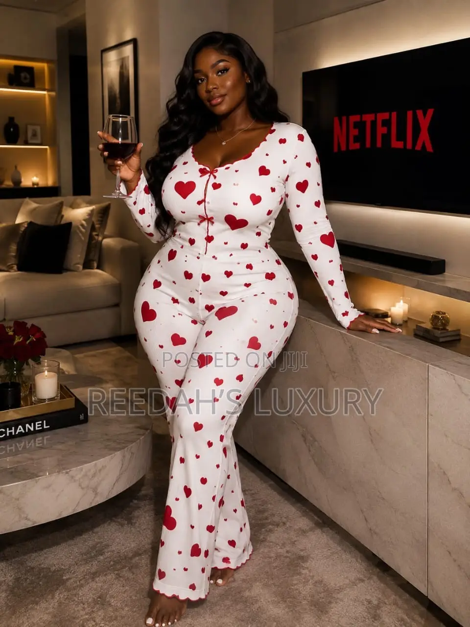 Purple Heart Button-Up Lounge Set