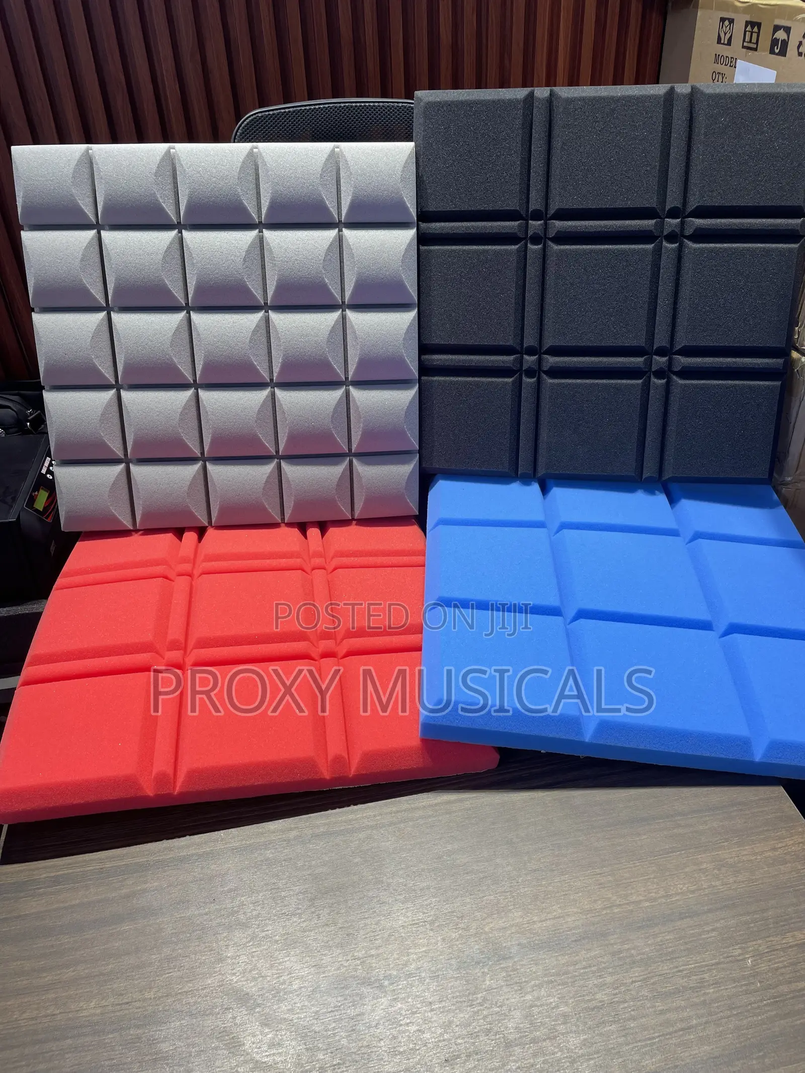 Acoustic Foam Studio Sound Proof Wall Panels in Red, Blue, Black &Grey